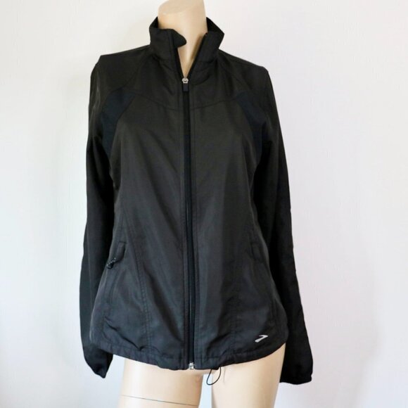 Brooks Black Size Small Full Zip Windbreaker Jacket Shelter Technology Active - Picture 6 of 12